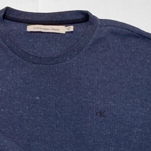 Calvin Klein Blue Waffle Knit Long Sleeve Pullover Size xlarge